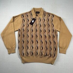 Cigar Couture Shirt Men XL Knit Polo Carpeted Terry Collared Terry Dijon Stretch